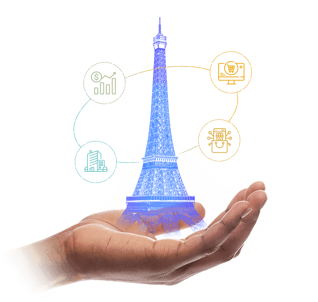 Eiffel Tower Wireframe with Reach Icons